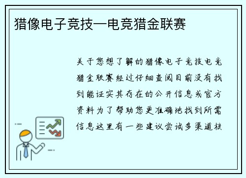 猎像电子竞技—电竞猎金联赛